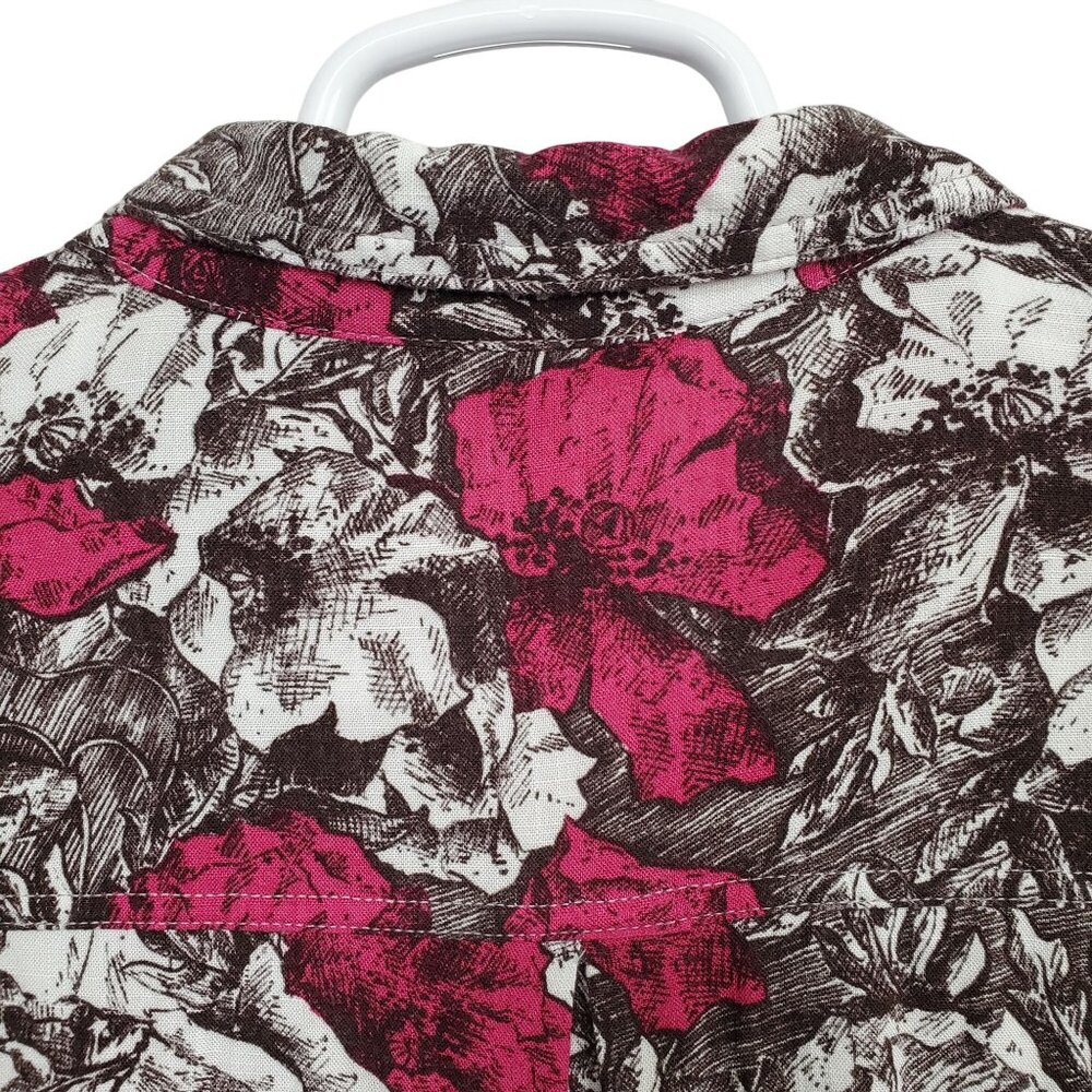 Rock & Republic Womens XXL Shirt Floral Button Up Rayon Roll Tab Light Blouse - Picture 11 of 12